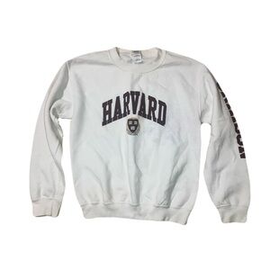 Harvard White Crewneck Sweater